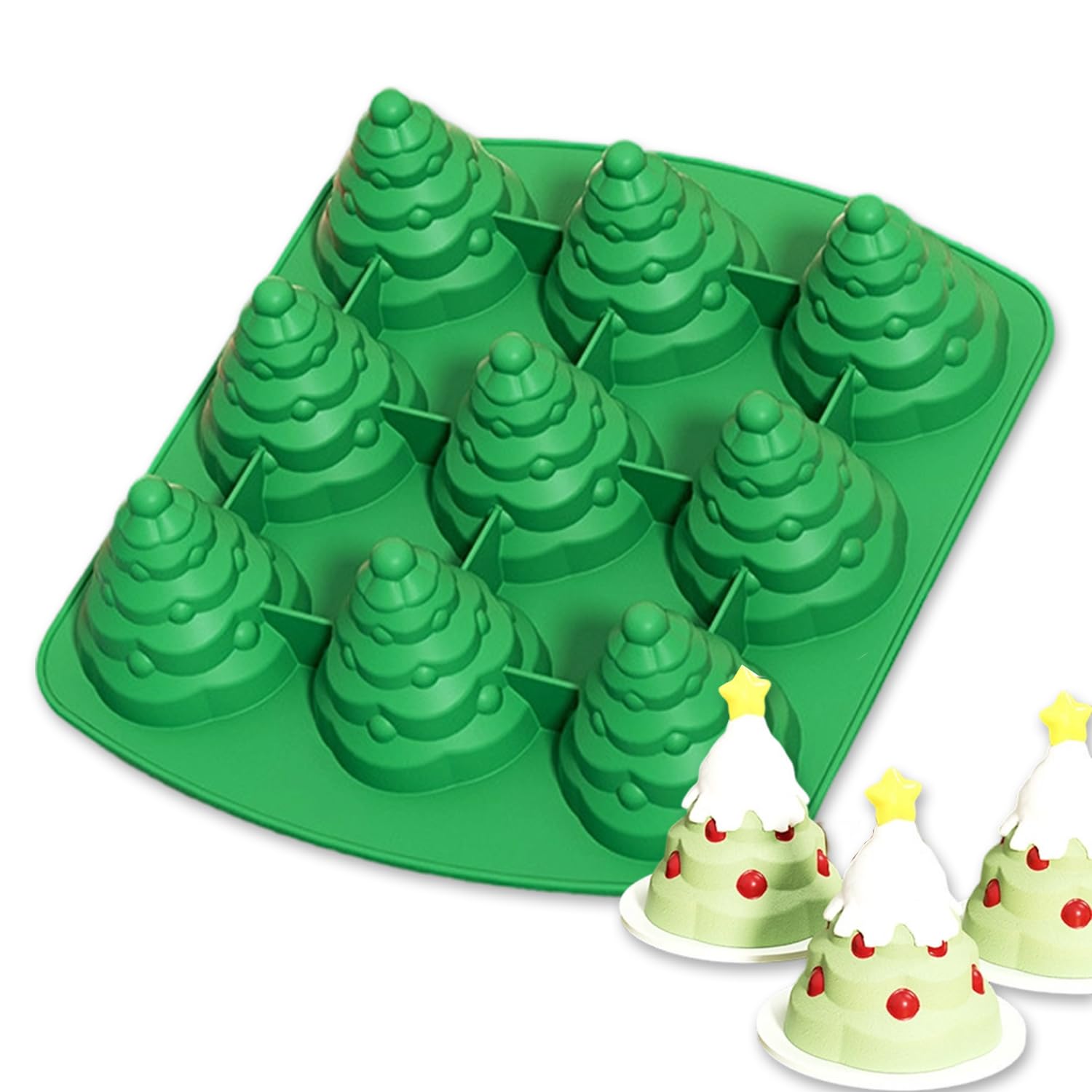 Photo 1 of 1 Pcs 3D Christmas Tree Silicone Molds Chocolate Molds Food Christmas Themed Treat Baking Freezing Tray Holiday Moulds for Soap Candy Cake Ice Candle Gummy Jelly Wax Melt Ice Cubes Cake Decorations
