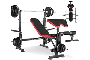 Hicient 660lbs Olympic Weight Bench Set with Squat Rack, Bench Press Set with Preacher Curl & Leg Developer, Multifunctional 5 in 1 Adjustable Foldable Wourkout Bench Set, Exercise Equipment for Home