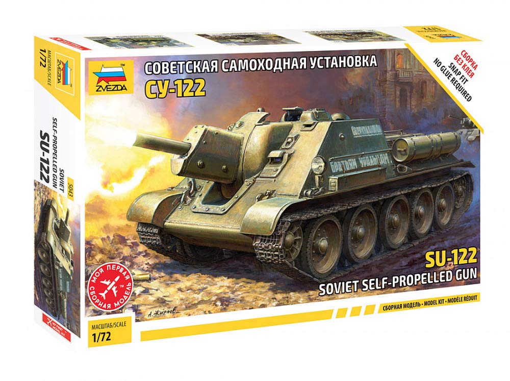 Zvezda 5043 1:72 SU-122 Soviet Tank Destroyer Model Kit, Plastic Kit, Assembly Kit, Detailed Replica