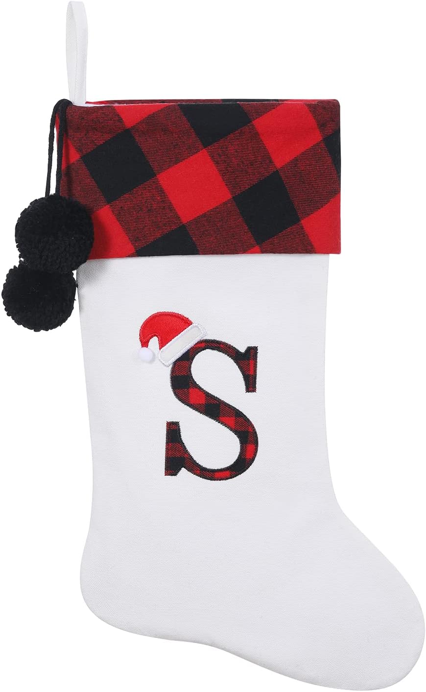 Stockings & Holders - SIRIPHUM 20 Inches Initial Monogram Embroidered lettetr Christmas Stocking，Christmas Decorations Stocking Personalized Stocking，Holiday Season Decor