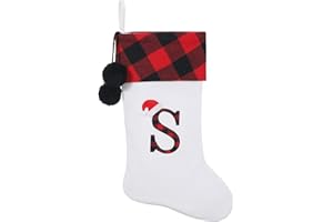 SIRIPHUM 20 Inches Initial Monogram Embroidered lettetr Christmas Stocking，Christmas Decorations Stocking Personalized Stocking，Holiday Season Decor