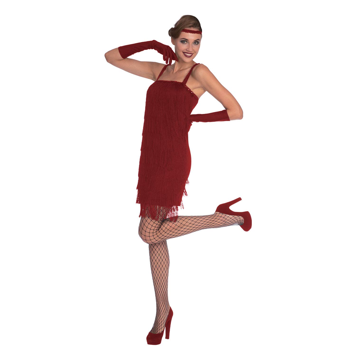 amscan 9905788 Adults Womens Red 1920's Red Flapper Dress Fancy Dress Costume UK Dress Size 10-12