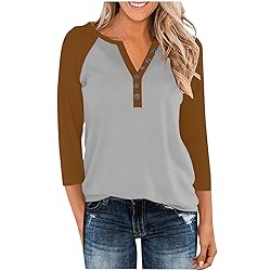 Womens 3/4 Sleeve Tops and Blouses Plus Size