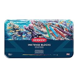 Derwent Inktense Blocks 72 Tin, Set of 72, 8mm