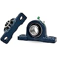 Jeremywell UCP201-8 Pillow Block Bearing (2 Pack), 1/2 inch Bore, 2 Bolt Flange Mounted, Solid Cast Iron Base, Self-Alignment
