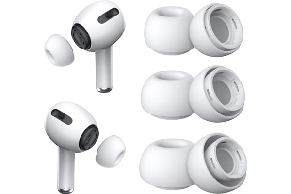 3 Pairs Replacement Ear Tips for AirPods Pro 2nd & 1st(S/M/L, White) | with Noise Reduction Hole, Silicone Ear Tips with Portable Storage Box, Fit in the Charging Case