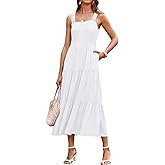 PRETTYGARDEN Women's 2026 Sun Dresses Women Summer Casual Flowy Tired Maxi Dress Backless Beach Long Dresses Tank Dress