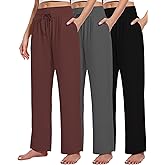Kivdol 3 Pack Women's Lounge Pants Wide Leg Yoga Sweatpants with Pockets High Waisted Drawstring Lounge Loose Workout Jogger
