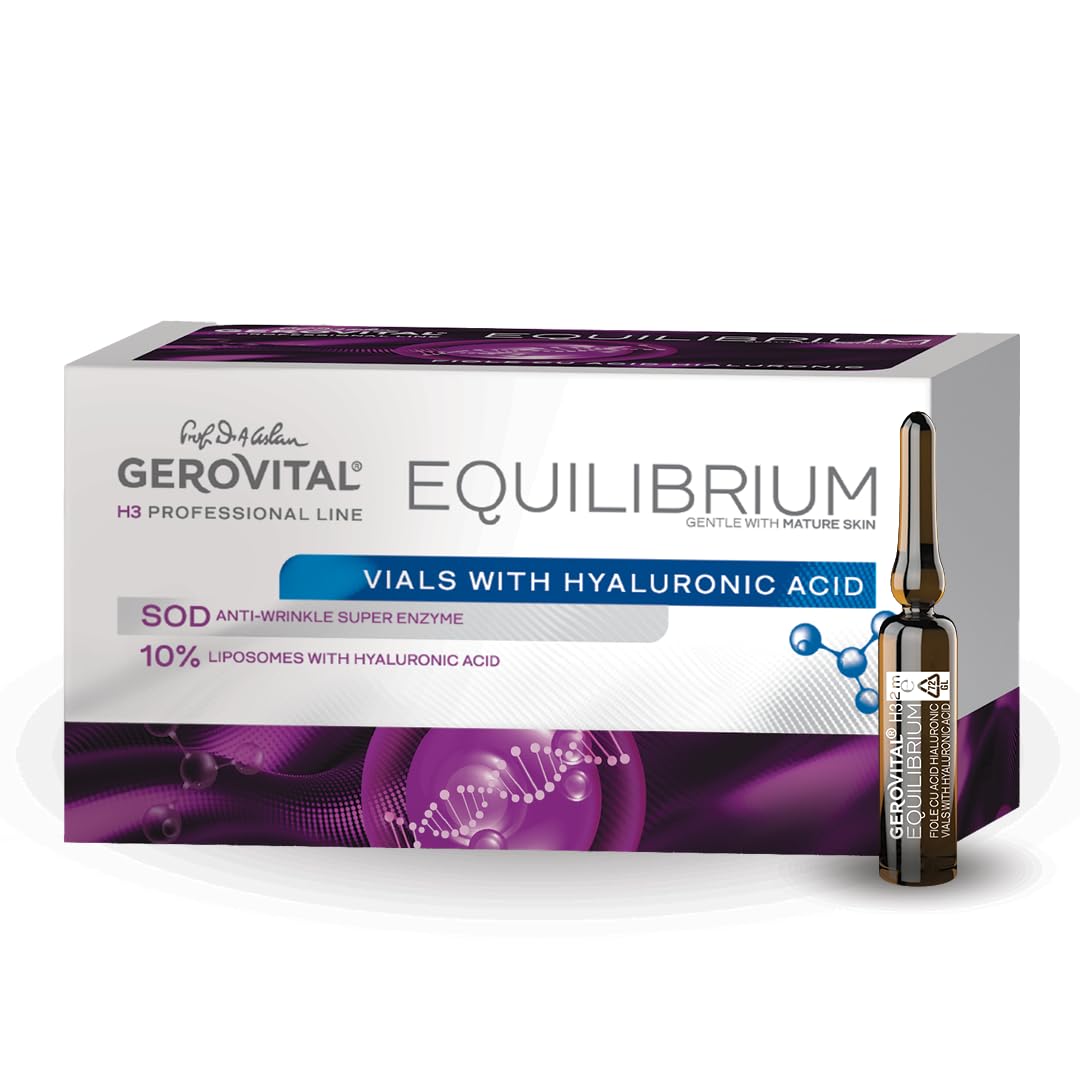 Gerovital Equilibrium - Professional Vials with 10% Hyaluronic Acid Liposomal Serum | Intense Hydration for Wrinkles and Fine Lines, Anti-Wrinkle, 20 Vials x 2 ml