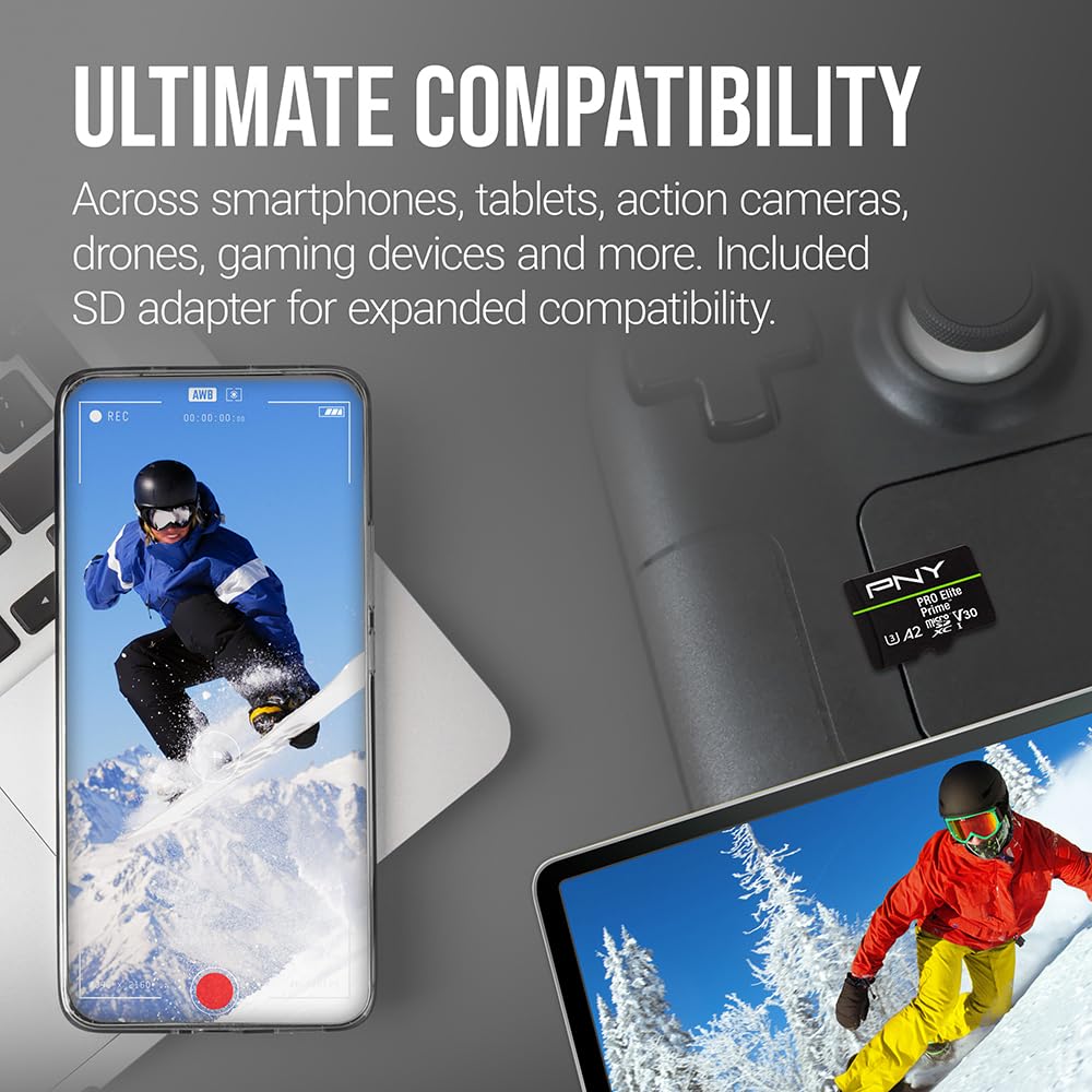 PNY 256GB PRO Elite Prime™ C10 U3 V30 A2 microSDXC Flash Memory Card – Ultra-Fast Speeds, Read 200MB/s, Write 150MB/s, 4K UHD, Full HD, UHS-I, for Smartphones, Drones, Action Cameras, 2-Pack