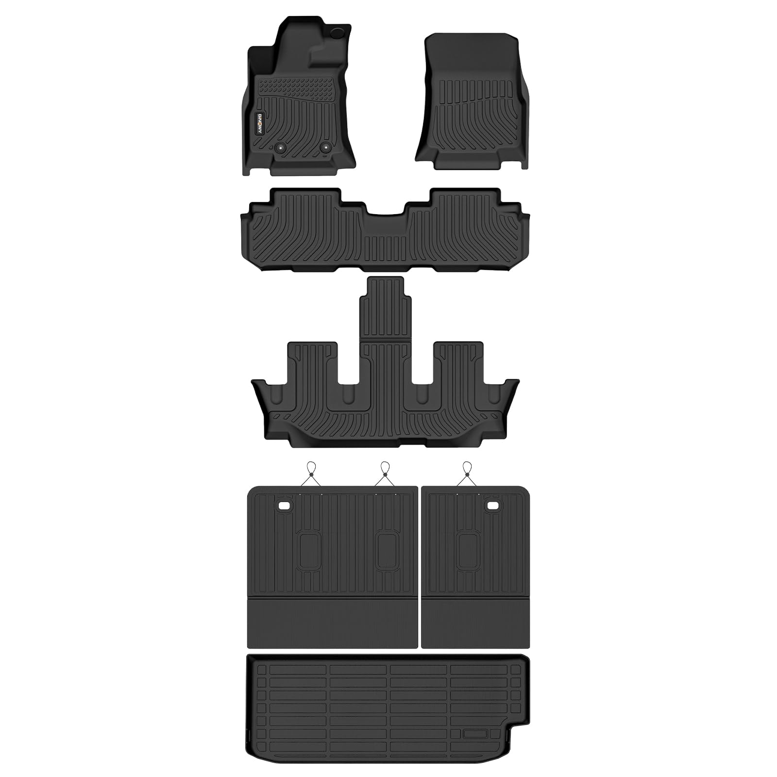GINOWY-Floor Mats & Cargo Liner Set for Subaru Ascent 2019-2025, 7/8 Passenger, All Weather Car Mats Cargo Trunk Mat Waterproof Mat for Ascent Accessories Custom Fit Image