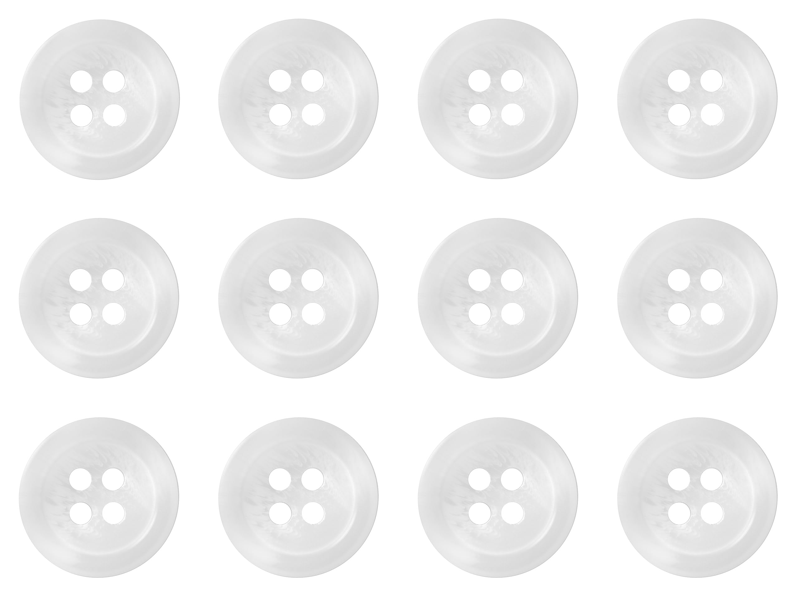 Pack of 12 White 15mm Round Faux Horn Sew On Plastic Buttons for Skirts Trousers Suits Shorts Flat 4 Holes 24L