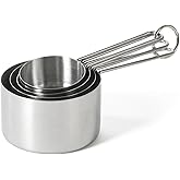 Martha Stewart Richburn 4-Piece Stainless Steel Measuring Cups Set – Durable and Accurate Kitchen Measuring Tools for Baking and Cooking