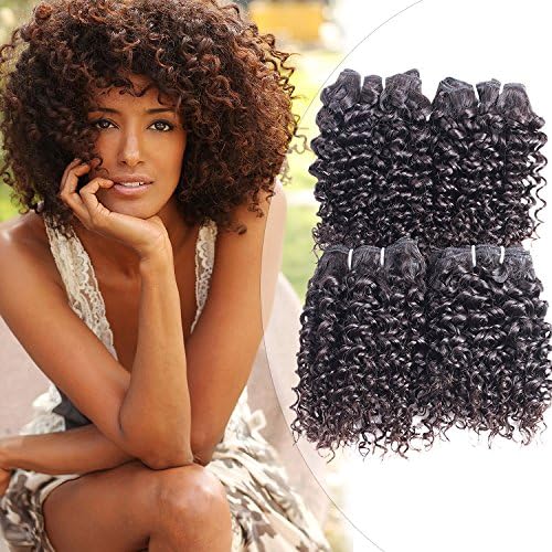 Best Qualtiy 10A Curly Human Hair 4 Bundles Natural Black 100 Unprocessed Human Remy Hair Short Kinky Salon Curly Hair Weave Brazilian Virgin Hair Weft 200Gram/lot(10 10 10 10, Kinky Curly)