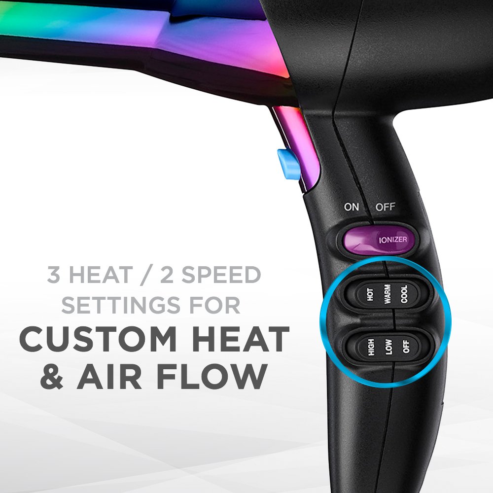 Infinitipro By Conair 1875W Ion Choice Hair Dryer, Rainbow Finish Beauty for You