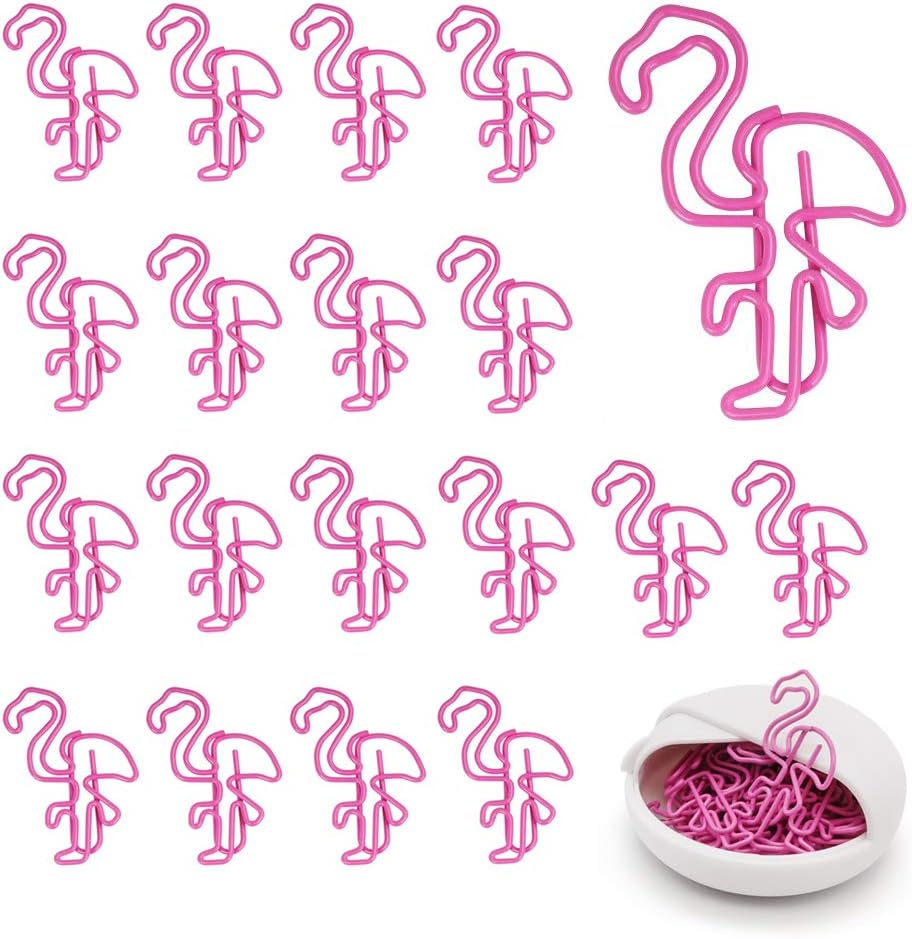 Flamingo Paper Clips, Cute Small Animal Shape Paperclips - Bookmark Clips Metal File Note Clips Page Marker for School Wedding Party Invitation Decoration - Planner Paperclips (20 pcs) (Flamingo)