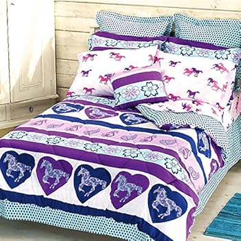 Amazon Com Girls Paisley Pony Horse Purple Blue Hearts 6pc