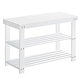 SONGMICS Shoe Rack Bench, 3-Tier Bamboo Shoe