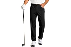 Runcati Mens Golf Pants Casual Flat-Front Stretch Work Dress Pants Lightweight Business Slacks