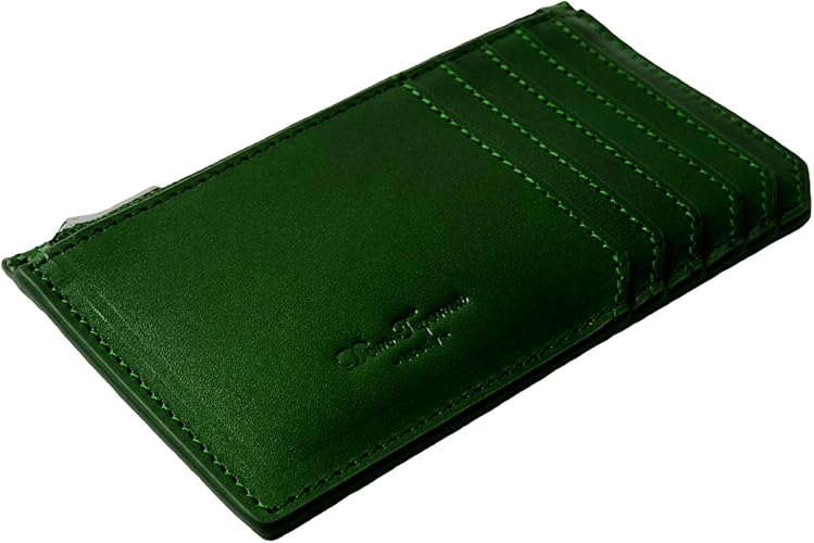 Amazon Dom Teporna 極薄 ミニマリストウォレット 小銭入れ カードケース スマートウォレット イタリアンレザー 本革 牛革 レザー ビジネス マネークリップ並みの薄型 薄い メンズ レディース グリーン 小銭入れ
