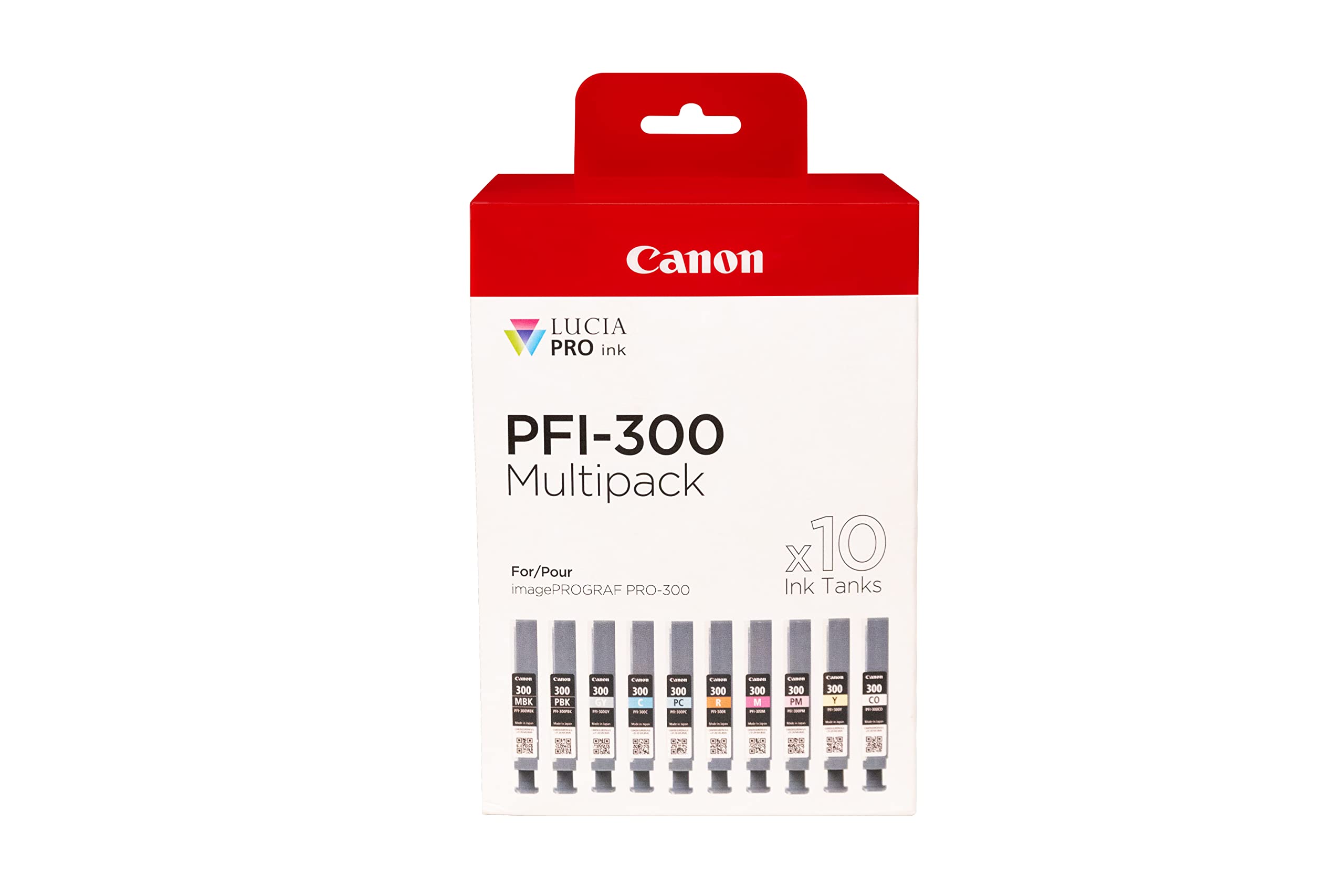 Canon PFI-MBK/PBK/CO/GY/R/C/M/Y/PC/PM 10 Ink Cartridge Multipack - 10-pack - 14.4 ml - grey, yellow, cyan, magenta, red, matte black, photo black, photo cyan, photo magenta, chroma optimiser - original - ink tank - for imagePROGRAF PRO-300