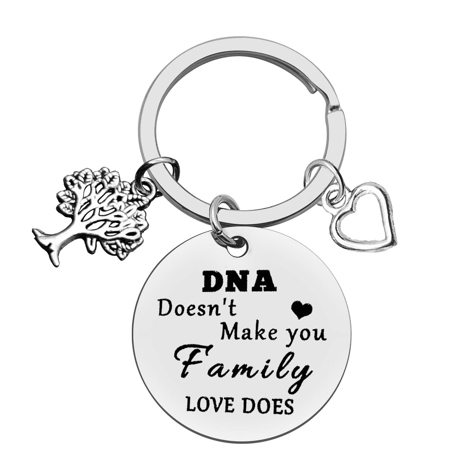 Ximalun Step Parent Keyring Gifts DNA Doesn't Make You Family Love Does Keyring Step Mum Gifts Step Dad Keyring Adoption Gifts Christmas Birthday Gifts Fathers Day Mothers Day Gift