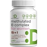 DEAL SUPPLEMENT Methylated B Complex for Women, 240 Vegetarian Capsules | 15-in-1 Bioactive Formula with Methylated &amp; Activated B Vitamins Plus Inositol, Cranberry, Choline, PABA &amp; DHEA | Non-GMO