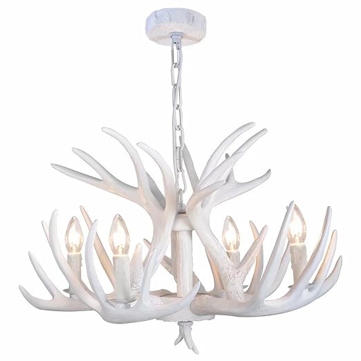 Lighting Ceiling Fans White Jht Resin Antler Chandeliers 6 Light