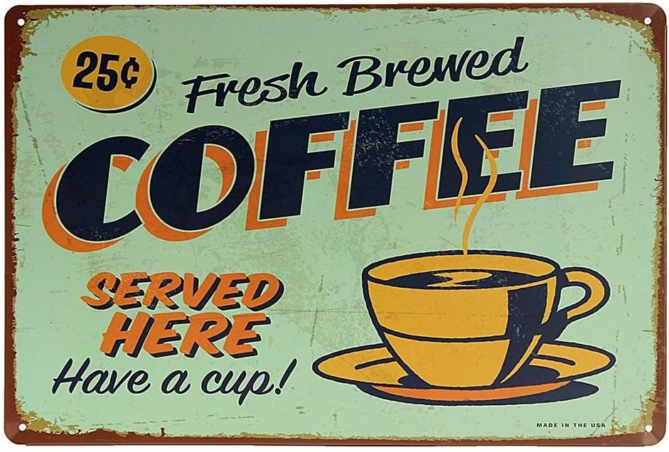 Doitsa 1x Tin Metal Vintage Wall Sign Plaque for Cafe Bar Pub Beer Decoration, Coffee, 20 x 30 cm