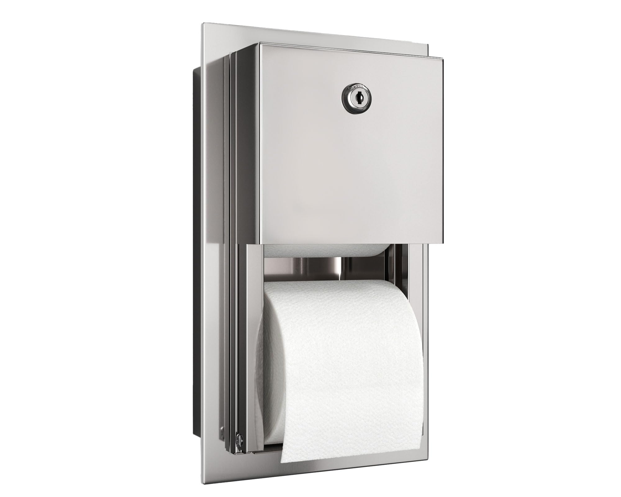 Photo 1 of Recessed Commercial Toilet Paper Dispenser, 2 Roll Stainless Steel Toilet Paper Holder. Wall Mount, Locking Tissue Dispensers for Bathroom/Restroom