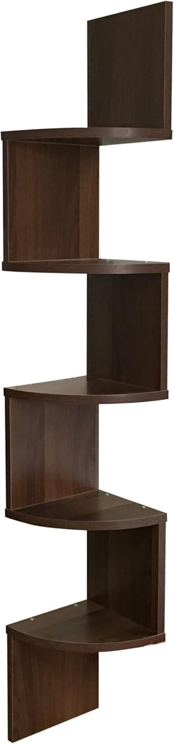 Best Corner Hanging Shelf Storage Walnut Tall Wall Mount Bookshelf Home Decor