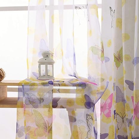 Fidgetgear Yong8 Home Use Curtain Butterfly Print Window Panel
