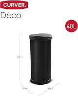Curver 40L Deco Bin Matt Black Waste Container Kitchen Home Office view 2