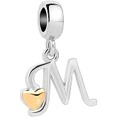 SBI Jewelry Initial A-Z Letter Charm Compatible with Pandora Bracelets Gold Love Family Name Alphabet Gift for Women Birthday Anniversary Heart Gift