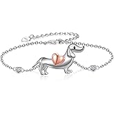 SCZKLAQ Dachshund Bracelet 925 Sterling Silver Dachshund Dog Bracelet Cute Animal Puppy Dog Dachshund Jewelry Dachshund Gifts for Women Girls Dog Lovers, Medium