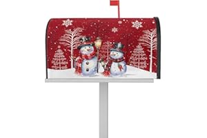 EZON-CH Red Christmas Magnetic Mailbox Cover Oversized 21"x25.5", Winter Tree Silhouette Snowflake Hat Snowman Box Cover Mailbox Wraps Letter Post Box Cover for Holiday Garden Yard Outdoor Decor