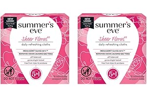 Summer's Eve Sheer Floral Daily Refreshing Feminine Wipes, Removes Odor, pH balanced, 16 count, (Pack of 2)