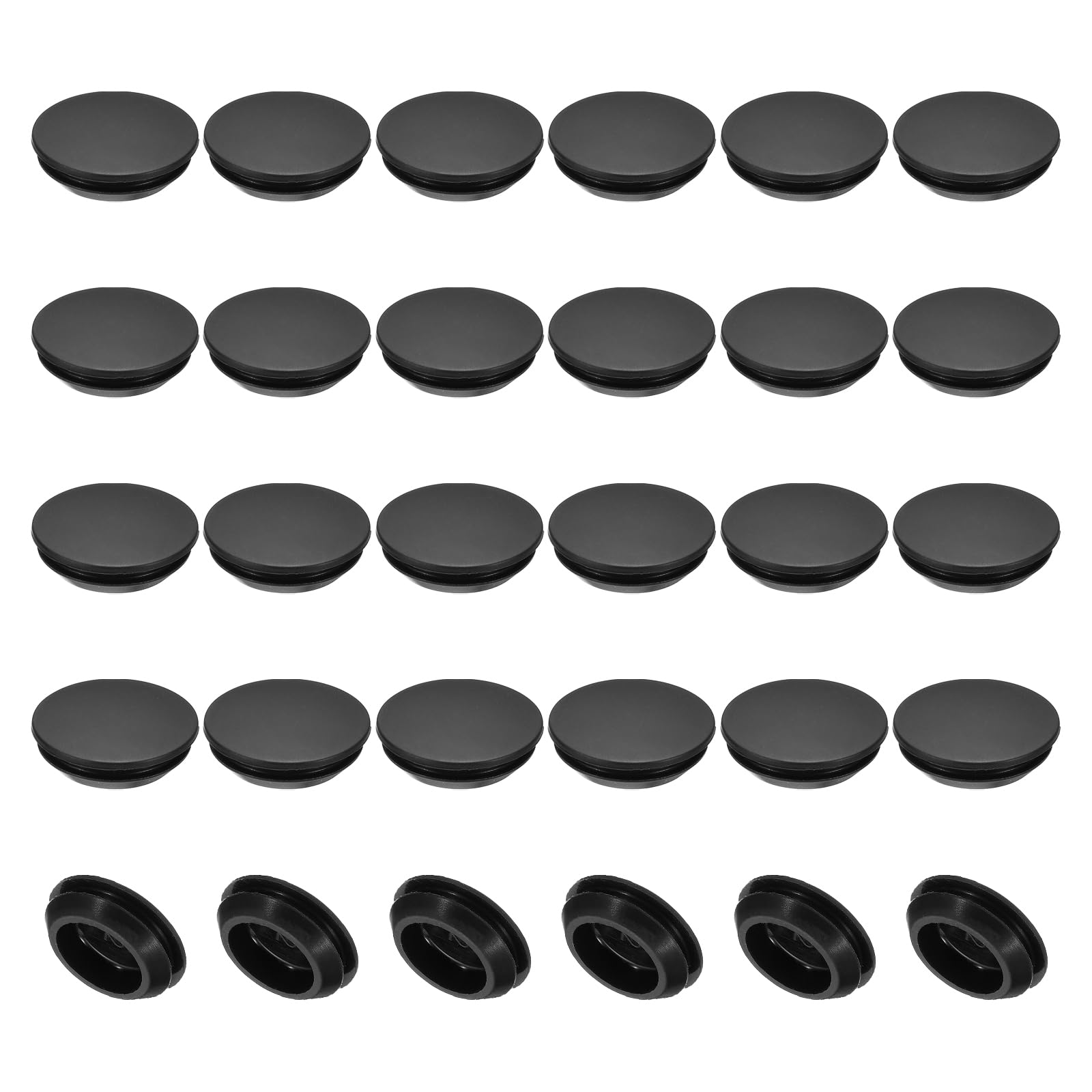 PATIKIL 22mm Diameter Silicone Round Snap, 30 Pcs in Type Locking Furniture Hole Plug Button Protective Cover Cap Head Fit for 2.5-22mm Hole for Seal Bulkhead Cylinder Hole, Black