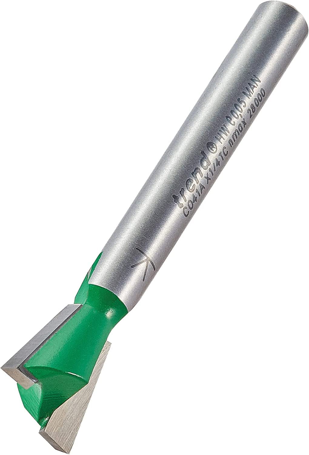 Trend CraftPro Dovetail Router Cutter, 1/4 Inch Shank, 12.7mm Cut Diameter, 104 Degree Spur, Tungsten Carbide Tipped, C041AX1/4TC