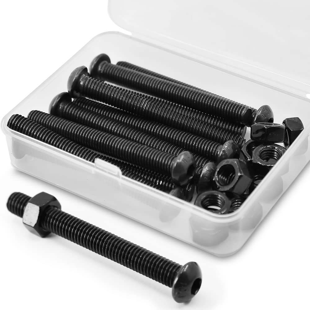 (10 Sets) M8 x 70mm Bolts and Nuts Set Half Head Allen Socket Screws 10.9 Grade Alloy Steel Full Thread