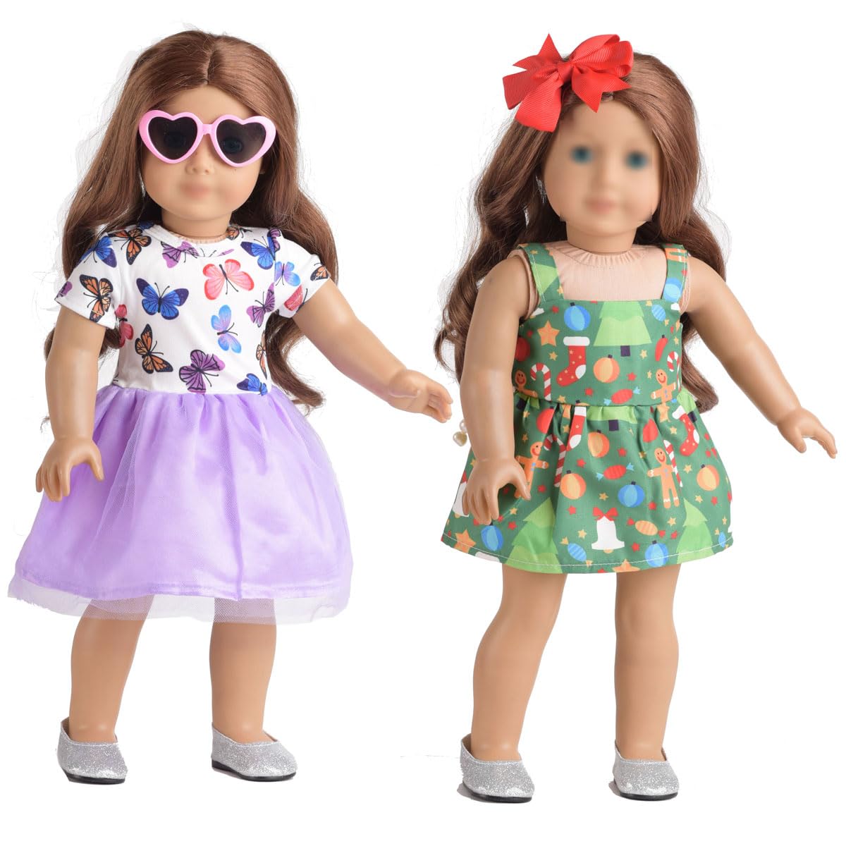 Sweet Dolly 18 Inches Doll Clothes Accessories Sets, Fashion Doll Clothes Unicorn Rainbow Butterfly Leopard Dresses Glasses Fit 18 Inch Dolls