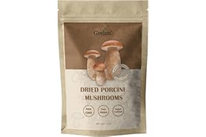 GRELIM Dried Porcini Mushrooms, New Season Sun Dried Wild Porcini All Natural, Vegan, Easy Preparation and Rehydrate Ideal for Sauces, Risottos 3 oz