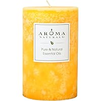 Aroma Naturals Lavender & Tangerine Essential Oil Scented Pillar Candle, Relaxing, 2.5 inch x 4 inch