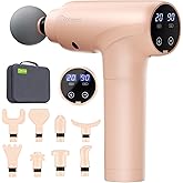 cotsoco Massage Gun Deep Tissue, Muscle Massage Gun with 9 Attachment Heads 20 Speeds & Silent Brushless Motor for Pain Relief, Handheld Percussion Back Massager Gun for Athletes(Pink)