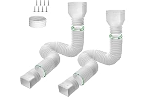 NHBKO Gutter Downspout Extensions with Connector, 2 Pack Flexible Rain Gutter Downspout Extenders with New Upgrade Size 60"+ 70", Drainage Pipe Connector for Outdoor Gutter Splash Block - White