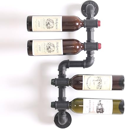 Support Mural De Support De Support De Vin De Tube De Fer 4 Bouteilles Stockage Retro Barre Industrielle De Style D Etagere Portant Le Poids 40kg Amazon Fr Cuisine Maison