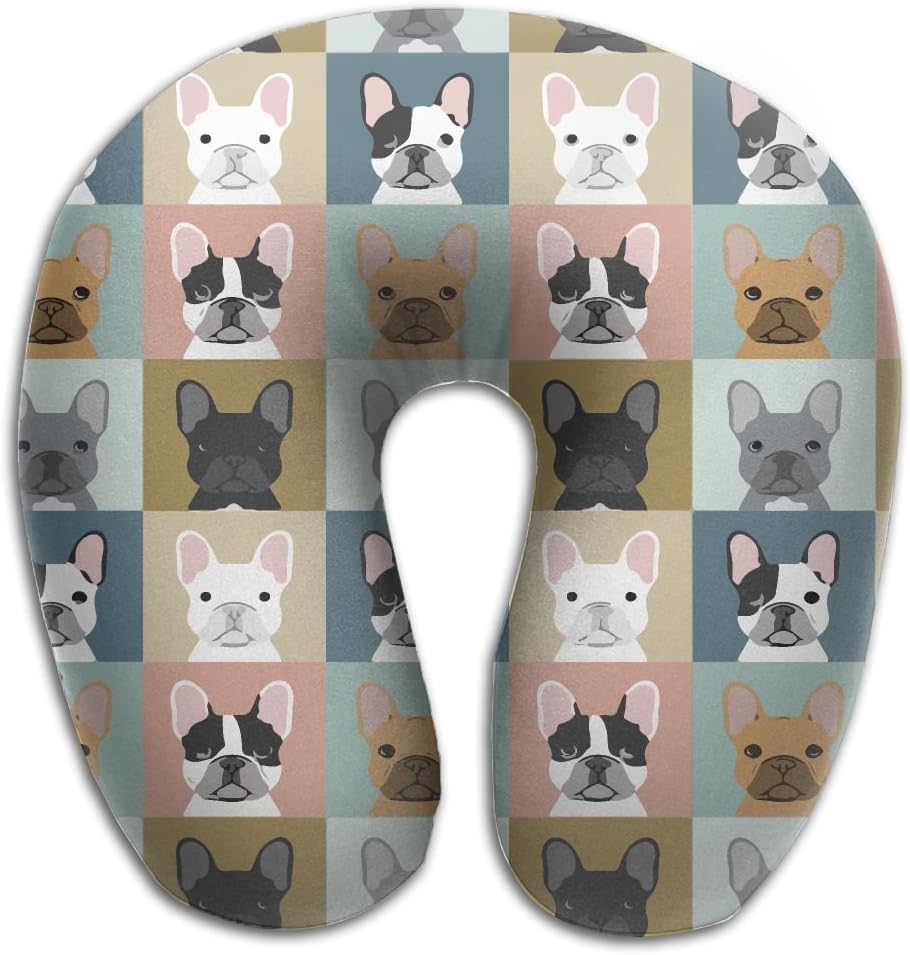 Gtrgh French Bulldog Pattern Super U Type Pillow Neck Pillow Outdoor Travel Pillow Relief Neck Pain