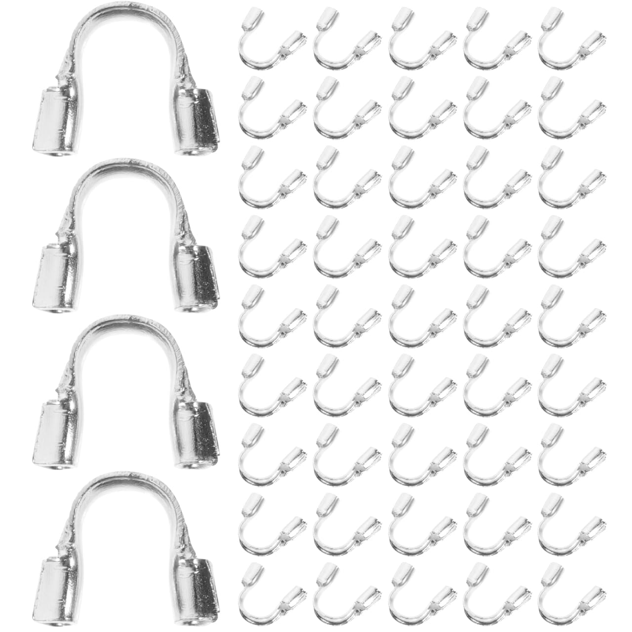 Operitacx U Shaped Wire Guardians Sterling Silver Cable Protectors for DIY Necklace and Bracelet Making Jewelry Accessories