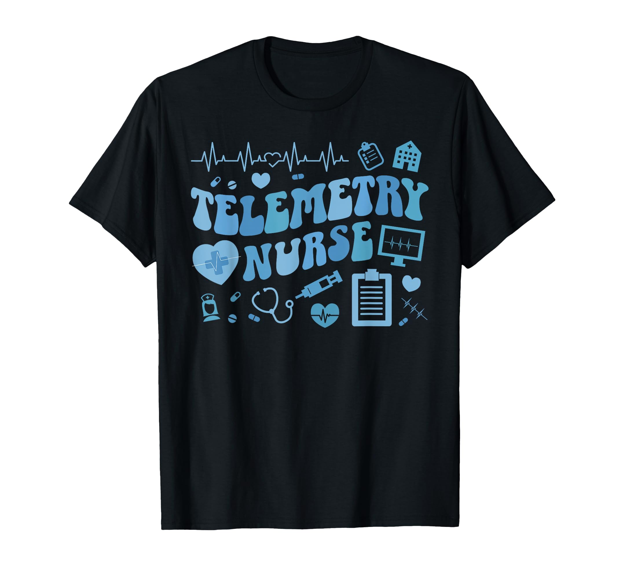 Photo 1 of **RED**Telemetry Nurse Groovy Telemetry Unit Telemetry Nursing T-Shirt