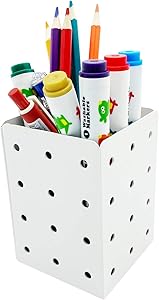 Metal Pen/Pencil-Holder for Desk, Makeup-Brush Holder as Desk-Organizer, Pencil Cup for Office/School and Home Decor, PH401 White